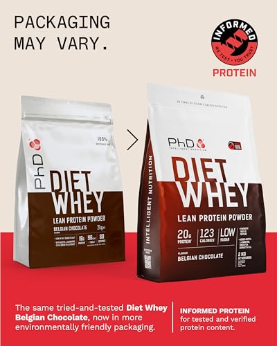 PhD Nutrition Diet Whey High Protein Lean Matrix, Belgian Chocolate Whey Protein Powder, High Protein, 80 Servings Per 2 kg Bag