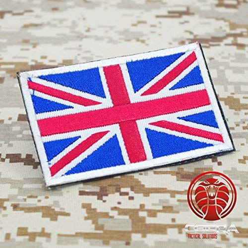 Cobra Tactical Solutions Military Great British Union Jack Flag Embroidered UK England Flag for Airsoft/Paintball with Hook & Loop