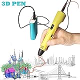 KT-PRASE 3D Pen for Kids ,Newest 3D Printing Pen Compatible ABS PLA Filament, Portable 3D Printer Drawing Pen LCD Screen Supports Mobile Power (Yellow)