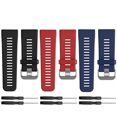 Band for Garmin Vivoactive HR Watch, Soft Silicone Wristband Replacement Watch Band for Garmin Vivoactive HR (Black&Red&Navy) - Thumbnail 7