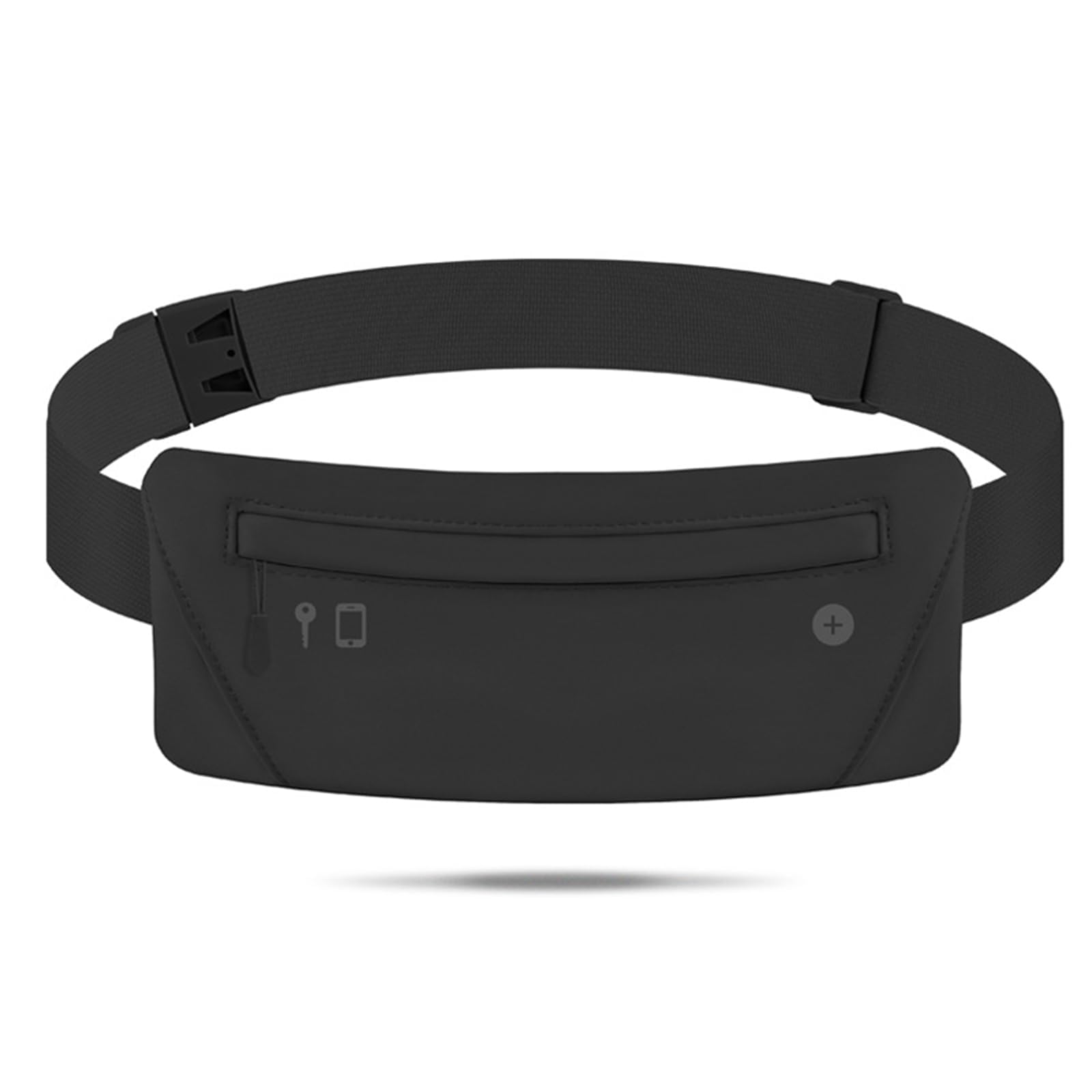 MINICIRCLES Slim Running Belt for Men and Women, Waterproof Waist Pack with Adjustable Straps, Phone Holder Running Pouch for Fitness Hiking Running Bag for Runners Accessories (Black)