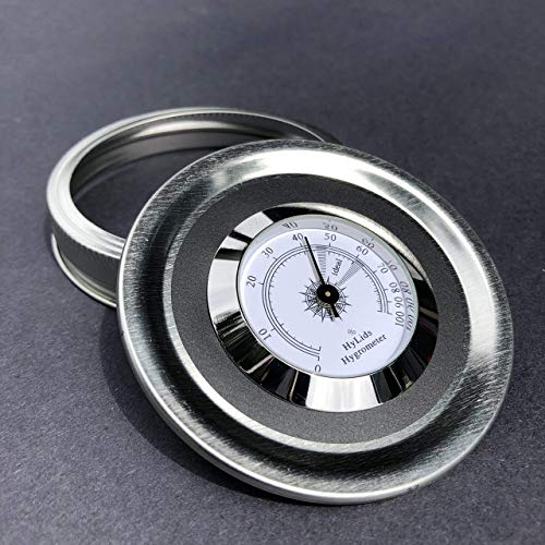HyLids - Large Mouth - Analog - Hygrometer Lids with a true ideal range for herbs.