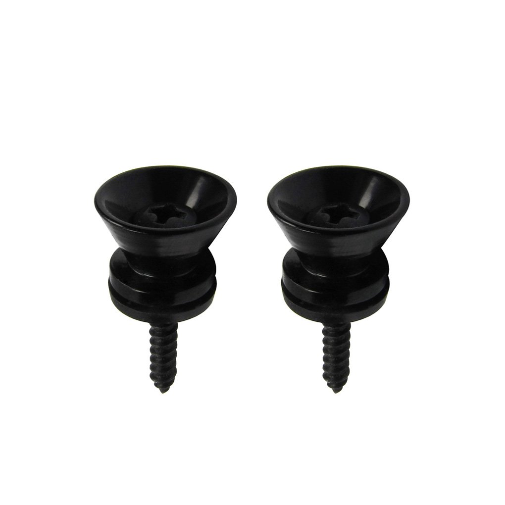 FLEOR 2pcs Metal Guitar Button Strap Locks End Pins for Acoustic Classical Electric Guitar Accessories, Black