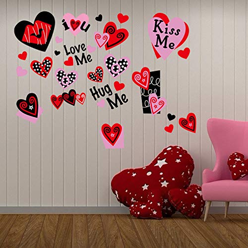 181 Pieces Valentine's Day Window Clings Wall Stickers Window Stickers Heart Stickers Decal Valentine's Day Patterns Window Stickers for Home Office Window Stickers Love Day Party Supplies,4 Sheets