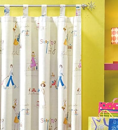 heimtexland Gardine Blickdicht Vorhang Schlaufenschal Shopping Girl Natur HxB 260x140 cm KÜRZBAR Teenie Kinder Dekoschal Mädc