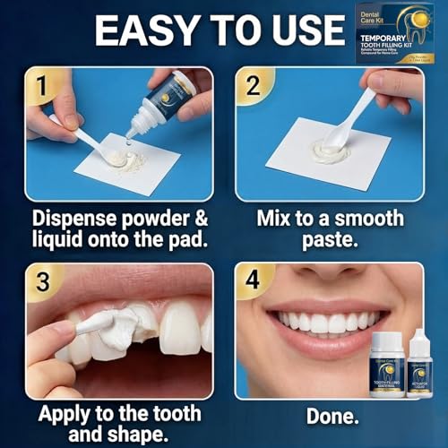 Tooth Filling Repair Kit, Temporary Tooth Filling for Improving Appearance of Gaps or Broken Bridges, Show Confident & Shining Smile, Natural-Looking Smile Solution, Suitable for Women Men