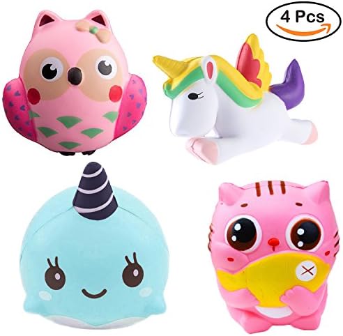 Homdar Direct 4 Pack Jumbo Slow Rising Stress Reliever Squishy Squeeze Squishes Toys
