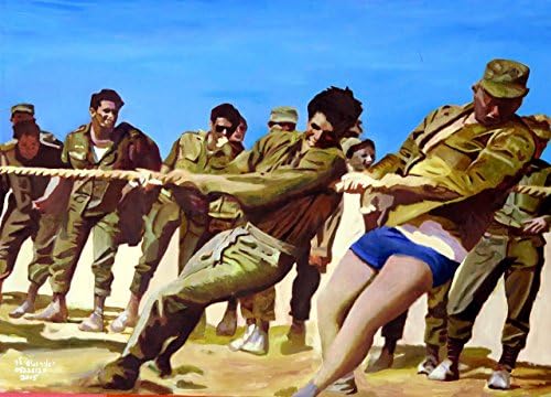 IDF Israel Defense Force Sport Day 1975. Original Hand Made Oil Art Painting On Canvas by the artist
