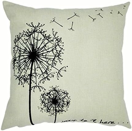 Cotton Linen Decorative Throw Pillow Case Cushion Cover 18" X 18" (18 inch, Dandelion)