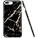JAHOLAN Black Gold Marble Design Clear Bumper TPU Soft Rubber Silicone Cover Phone Case Compatible with iPhone 7 Plus/iPhone 8 Plus