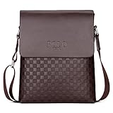 VICUNA POLO Business Man Bag Classic Plaid Design Men Messenger Bag Shoulder Bag(brown)