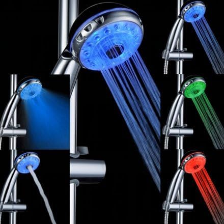 LED Shower, Kictic 7-Color Fast Flashing 3-Setting LED Handheld Shower Head with Air Jet LED Turbo Pressure-Boost Nozzle Technology. 7 LED colors change Automatically (501 ONE Shower)