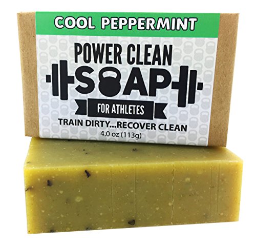 Organic Peppermint Essential Oil Soap Bar. 100% All Natural and Organic. Organic Coconut Oil and Rosemary Extract. For Athletes of all Sports. Chemical Free- No GMOs - SLS Free. 4 oz Bar