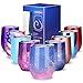 NEWBEA 12 oz Wine Tumbler with Lid, Double Wall Vacuum Insulated Stemless Glass, Stainless Steel Wine Cup Perfect for Wine, Coffee, Drinks, Champagne, Cocktails