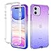 LONTECT for iPhone 11 Case Built-in Screen Protector Glitter Gradient Clear Sparkly Bling Rugged Shockproof Hybrid Full Body Protective Case Cover for Apple iPhone 11 6.1 2019, Purple Blue