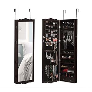 LANGRIA Espejo Joyero Armario Montado en Pared Colgado de Longitud