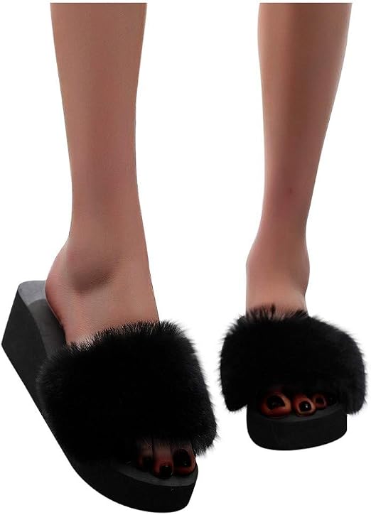 platform fuzzy sandals