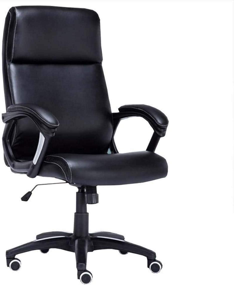Leather Executive Computer High-Back Office Desk Chair with Arms Thick Padding for Comfort Ergonomic Design Lumbar Support Black Swivel Chairs