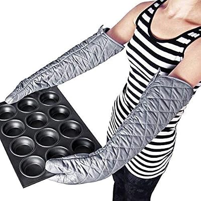 Linwnil 23 Inch Heat Resistant Oven Gloves Cotton Kitchen Mitts