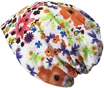 Qiabao Womens Flower Printed Slouch Chemo Cap Hat Beanie
