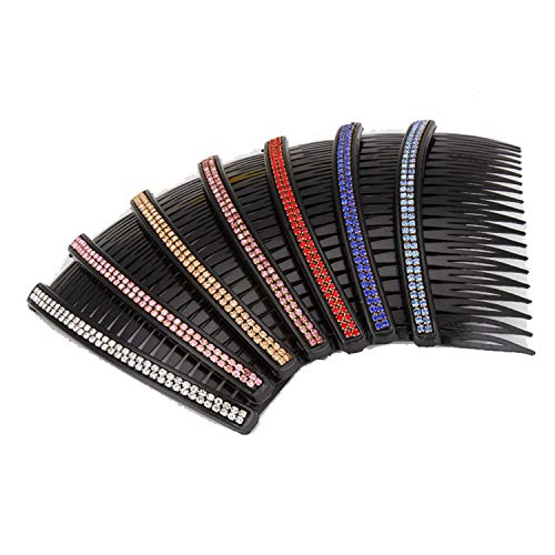 ZOONAI 7Pcs Women Girls Hair Combs with 24 Teeth Hair Clip Rhinestone Wedding Bridal Hair Side Combs Hair Accessories (Straight) - Thumbnail 6