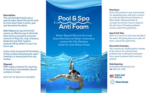 Pool & Spa Anti Foam Defoamer Concentrate - 1 Gallon