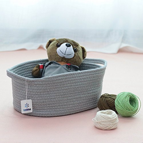 Iceblue Soft Cotton Rope Nursery Storage Bins and Boxes Nursery Basket Liners - Thumbnail 2