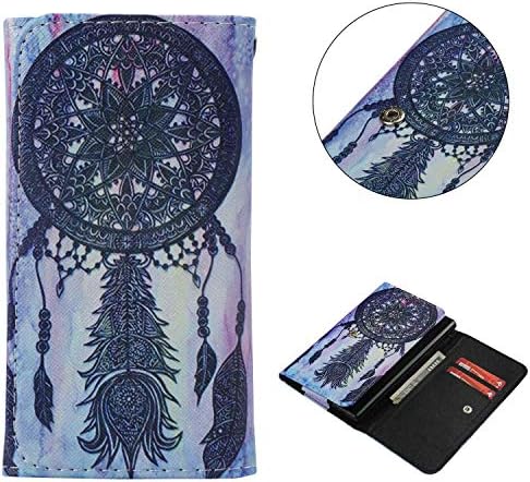 Cell Phone Flip Case for Meizu MX4 Ubuntu Edition 5.36" and More, Tenplus Universal Folio Case Cover PU Leather Skin Protective Wallet Clutch Bag with Card Slots (Black Dreamcatcher)