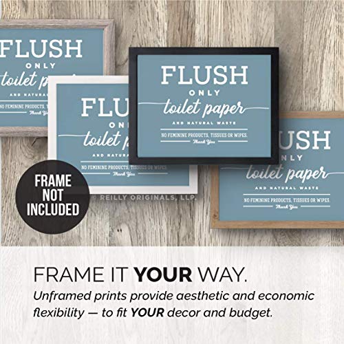 5x7" *UNFRAMED PRINT* Flush Only Toilet Paper Natural Waste Bathroom Sign Septic System Sensitive Plumbing No Feminine Sanitary Products Tampons Towels Decor Restaurant Office airbnb Modern Art