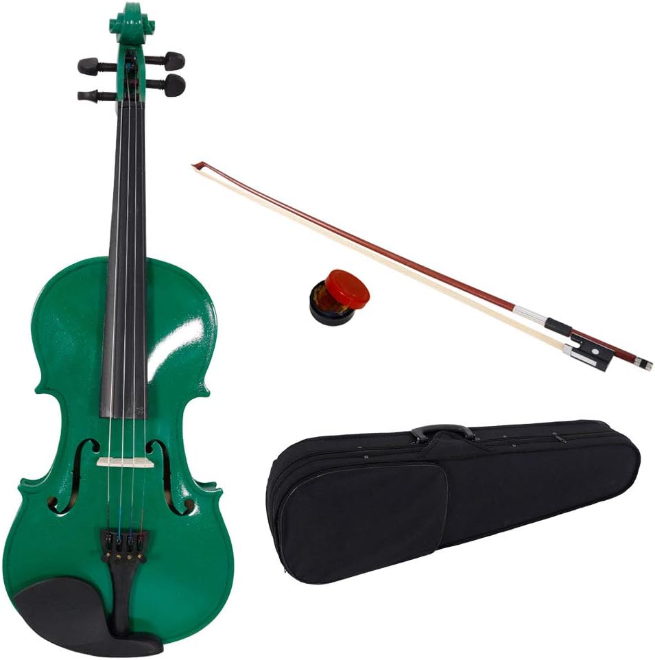 Tenozek 4/4 Natural Acoustic Violin & Case & Bow & Rosin for Violin Beginner (Green)