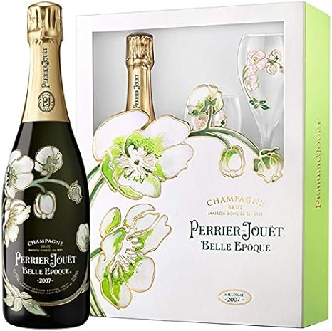 Amazon Co Jp 07 ベル エポック ブラン ペリエ ジュエ グラスセット ギフトボックス シャンパン 辛口 白 750ml 食品 飲料 お酒