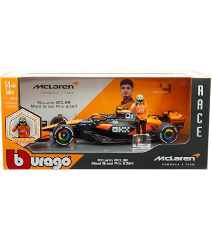 Solido 1:43 Modellauto McLaren Britain GP, Fahrer L. Norris – Die-Cast Modell Im Fensterkarton Mit Sockel