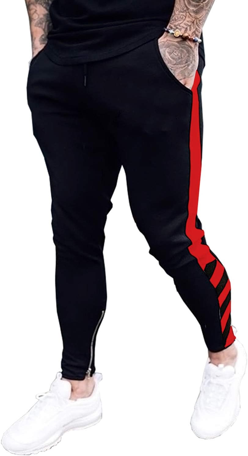 CANGHPGIN Men’s Sports&Casual Striped Jogger Pants, Athletic Cool Dry Tapered Sweatpants for Training, Running, Workout