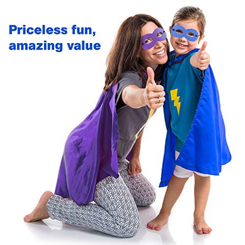 STOIE'S Family Superhero Capes and Masks, 8-Piece Set - Dress-Up Group Costume Kit for Parents and Kids - Party Supplies - Durable, Materials
