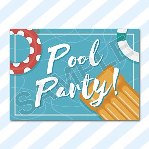A6 CARDS - Birthday Party Invitations Invites Pack Girls Boys Childrens Kids with Envelopes (Pool Party) (Pack of 48)