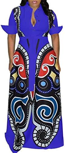 Women's One/Two Pieces African Floral Print Maxi Dress A Line Long Skirt with Pockets