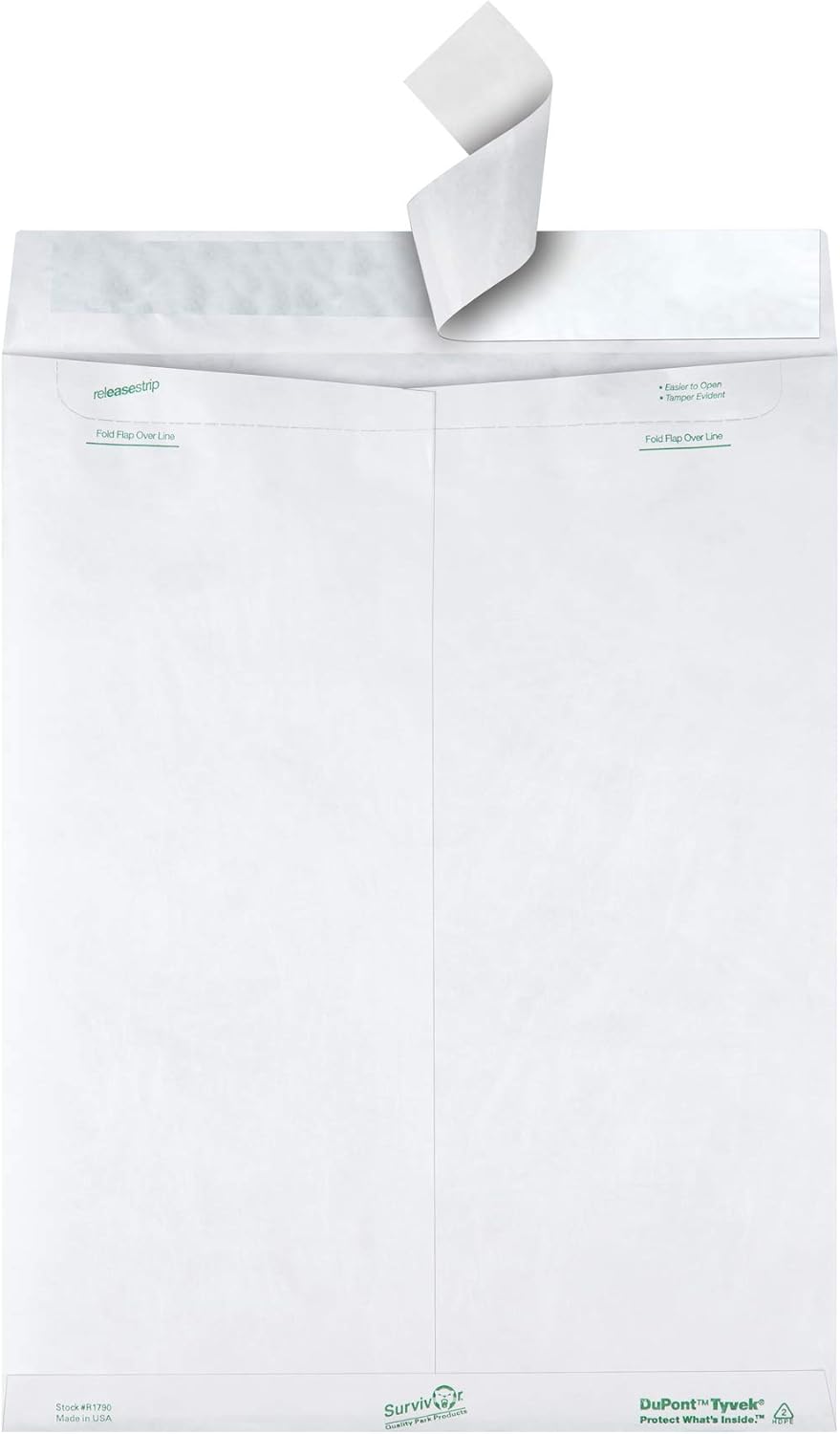 Quality Park R1790 Quality Open End Tyvek Envelopes, 12x15-1/2, White, 100/Box : Envelope Mailers : Office Products
