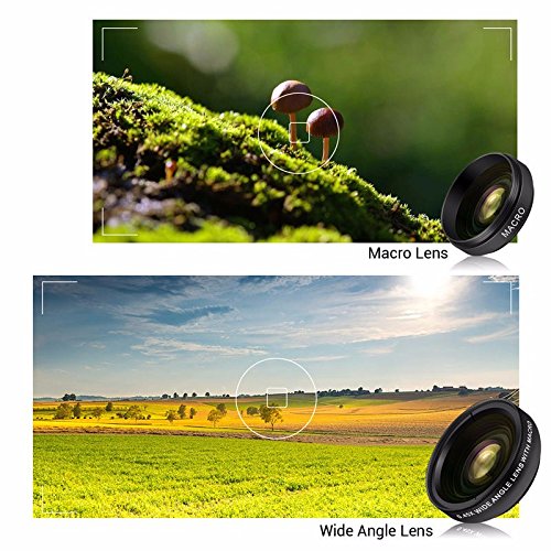 Moobom Universal 2 in 1 Mobile Phone Camera Lens Kit,HD Camera Lens 0.45x Super Wide Angle Lens with 12.5x Super Macro Lens Clip-on Design for Samsung, Android Smartphone, iPhone