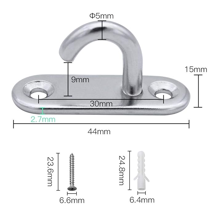 Janeyi Stainless Steel 304 Ceiling Hooks M5 Oval Open Hooks Pad