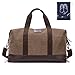 Sunshinejing Women Canvas Weekender Travel Tote Overnight Duffel Bag PU Trim Carry on Bags (Brown)