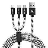 Multi USB Charger Cable,4ft/120cm Nylon Braided,3 in 1 USB Fast Charging Cord Adapter,with Type C 8 Pin Lighting Micro USB for Universal Use by DUX DUCIS
