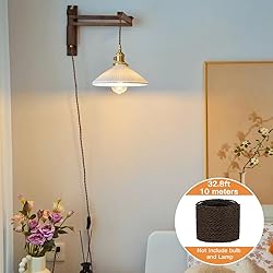 Helunsi 32.8ft Twisted Cloth Covered Wire, Brown