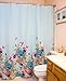 Fabric, Blue with Flowers, Birds and Butterflies SYOM Shower Curtain Set with Hooks Polyester Non-toxic and Anti-Bacterial, Machine Washable, 70x70 inch