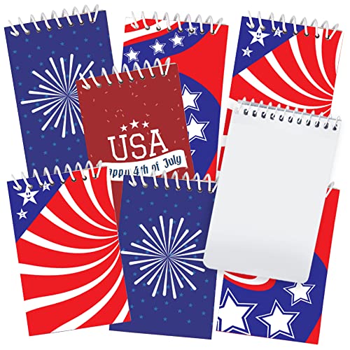 ArtCreativity Patriotic Notepad, Pack of 12 Spiral Mini Notebook with Patriotic Design, Small Notepads for Kids and Adult, To Do List Notepad, 4th of July Party Favors, Veterans and Memorial Day Gifts