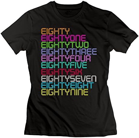 AKKK47 Women's Unique The 80'S In Full T Shirt Black L