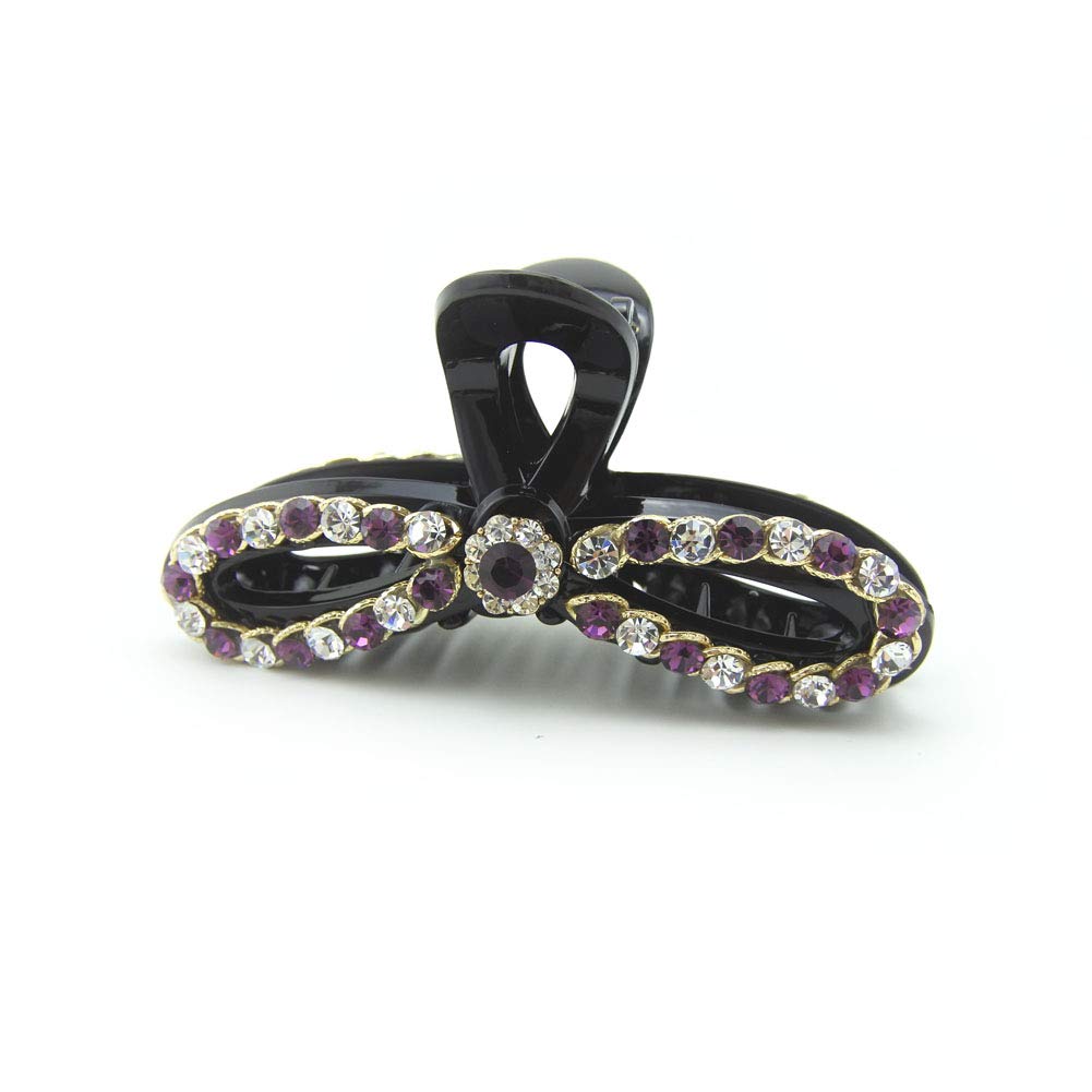 Meilliwish Big Large Sparkling Beautiful Women Ponytail Holder Hair Claw Clip(D107)(Purple)