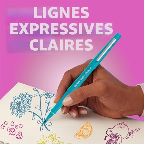 Flair Stylos feutres | Feutres de coloriage sans fuite à pointe moyenne (0,7 mm) | Encre bleue | Idéal pour écrirescrapbookingdessineretc. | Lot de 5