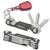 Compact Key Organizer Smart Key Holder-Pocket Key Organizer with Multifunctions - Bottle Opener & Phone Stand Organize up to 14 Keys (Black)