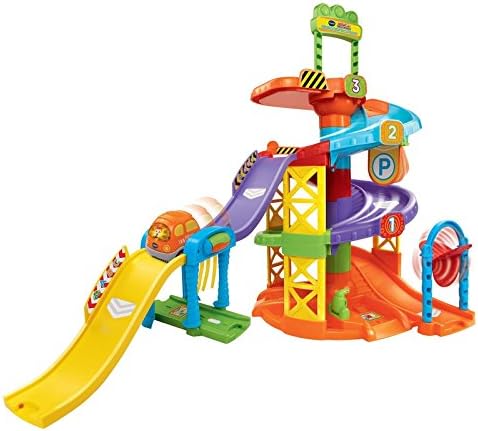 Spining Spiral Tower Playset Develop Motor Skills With 6 SmartPoint Gas Station Car Wash