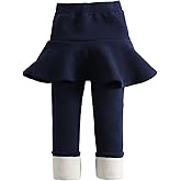 LOLANTA Girls Fleece Lined Leggings with Skirt Warm Winter Pants Kids Footless Ruffle Pantskirt